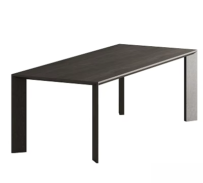 Modern Dark Dining Table with Black Legs Sleek Simple Design Smooth Surface 3d model