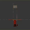 Red Game Coin Machine With Triangular Structure And Hanging Flags