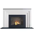 Modern Fireplace Design With White Frame Black Door And Burning Flames 3d model
