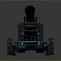 Ancient Cannon Weapon With Green Barrel Wheeled Carriage And Vintage Design