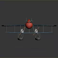 Vintage Aviation Biplane Seaplane with Red Fuselage Blue Wings and Floats