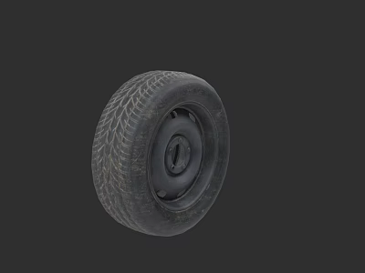 Black Car Tire With Tread Pattern And Metal Rim On Dark Background 3d model