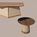 Modern Wooden Coffee Tables With Woven Base Rectangular And Round Designs 3d model