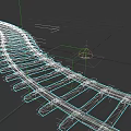 Car Driving On Curved Railway Track With Metal Rails And Sleepers