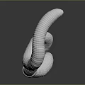 White Striped Worm on Gray Background with Smooth Curved Body and Reflection 3d model