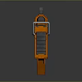 Orange Sci Fi Weapon With Futuristic Mechanical Design And Striped Details