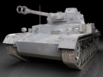 Military Tank Detailed Model With Cannon Turret And Tracks On Black Background 3d model