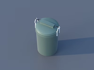 Green Cylindrical Storage Container With Lid And Metal Handles For Home Use 3d model