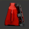 Red Traffic Barrier Structure With Grooved Panels And Gray Base Support Frame 3d model