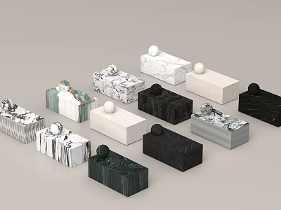 Stone and Wood Decorative Elements With Diverse Textures And Natural Hues For Interior Design 3d model