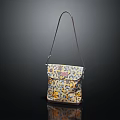 Chic Single Shoulder Bag With Yellow Gold Pattern And Dark Leather Strap Details