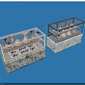 Transparent Glass Display Shelves For Bakery Shops Showcasing Fresh Pastries With Sturdy Marble Patterned Base