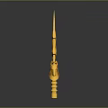 Decorative Ornate Golden Dagger With Intricate Handle And Sharp Blade Design