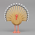 Wooden Turkey Shaped Decorative Ornament With Fan Tail And Colorful Details