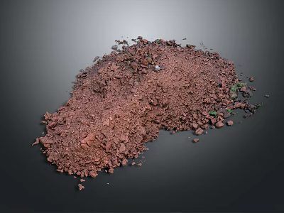 Reddish Brown Soil Pile With Small Stones And Plant Debris Against Dark Background 3d model