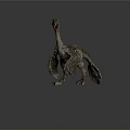 Detailed Reptile Dinosaur Model With Blue Green Brown Open Mouth Standing Pose On Gray Background