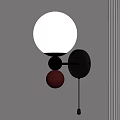 Modern Wall Lamp With White Spherical Shade And Red Decorative Ball 3d model