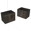 Two Vintage Rustic Wooden Boxes With Textured Surface For Storage 3d model