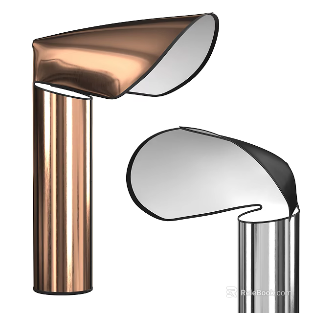 Elegant Modern Table Lamp With Copper Silver Curved Sleek Design 3d model