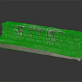 Detailed Stone Wall Model With Brick Construction And Textured Surface On Wooden Base