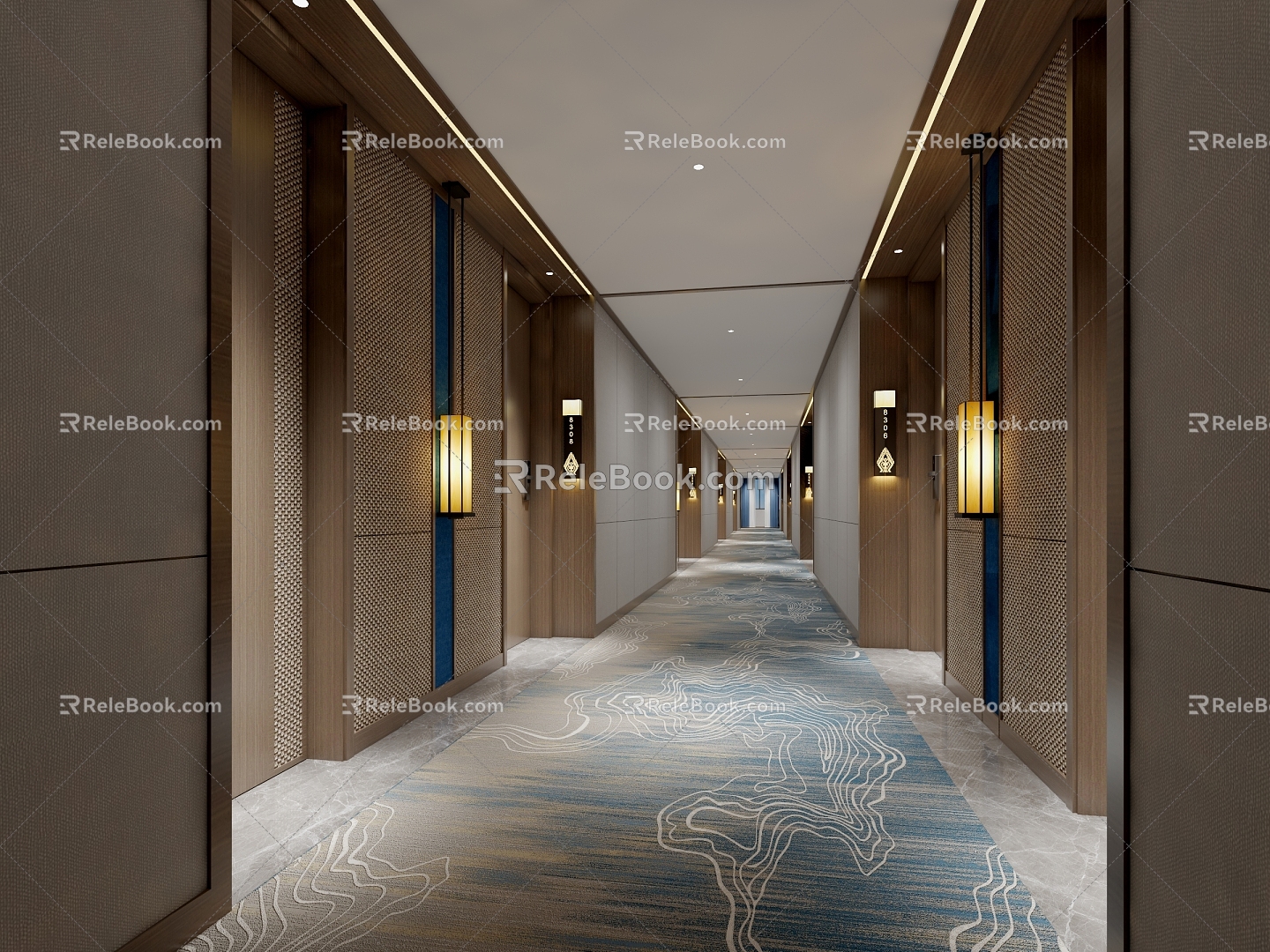 Modern Hotel Aisle 3d model