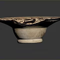 Ceramic Bowl Sculpture Carving With Rabbit And Floral Patterns On Fan Shaped Base