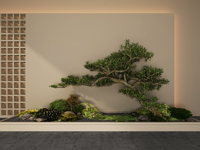 Landscape sketch interior landscape wall courtyard landscape small landscape plant collocation modeling 3d model