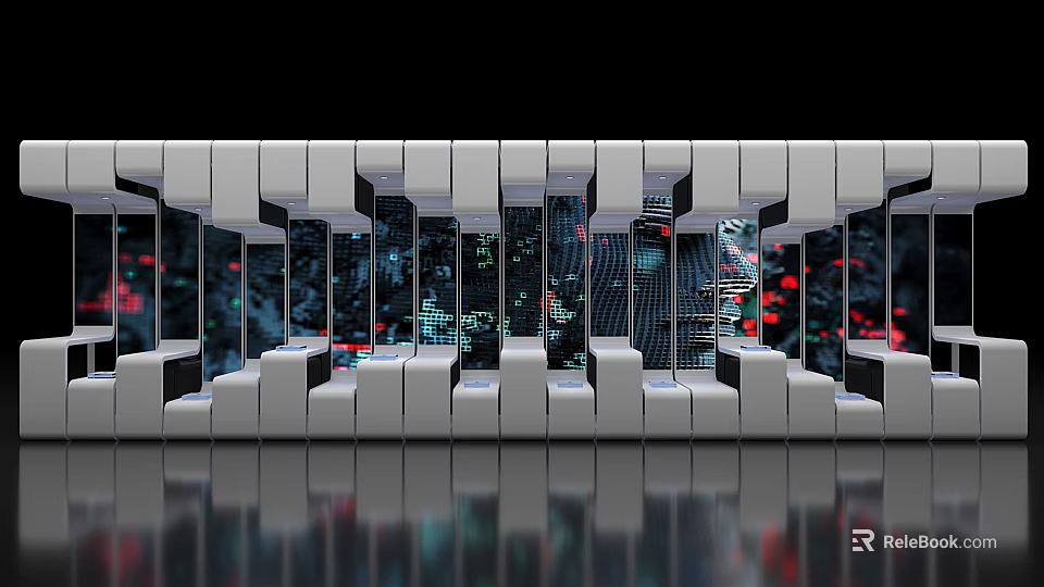 Modern 3D Geometric Background Wall With Abstract Patterns And Reflective Lighting 3d model 