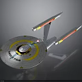 Futuristic Interstellar Spaceship With Circular Hull And Wing Structures In Cosmic Design 3d model