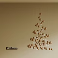 Poliform Hanging Light Fixture With Brown Spheres And Transparent Elements On Beige Wall
