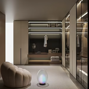 Cloakroom wardrobe clothing leisure chair decorative lamp 3d model