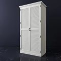 White Wardrobe With Louvered Doors And Detailed Door Structure View 3d model