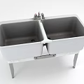 Practical Modern Double Bowl Kitchen Sink With Stand Legs And Faucet