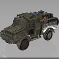 Old Green Military Truck Loaded With Cargo Supplies Oil Drums Luggage And Ladder