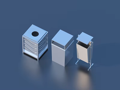 Three Modern Household Trash Bins With Different Designs And Practical Functional Structures 3d model