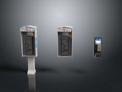 Public Telephone Equipment With Classic And Modern Booth Designs And Features 3d model