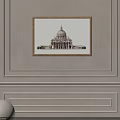 Elegant Modern Wall Wainscoting Design With Framed Artwork Wall Sconces And Spherical Decor 3d model