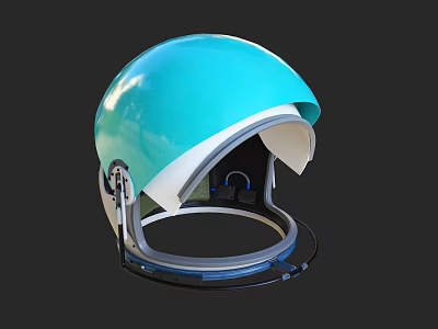 Futuristic Blue And White Helmet With Transparent Visor And Modern Design Features 3d model