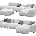 Modern Gray Modular Sofa Set With Multiple Modules And Soft Cushions 3d model