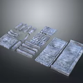 Gray Textured Stone Pavers And Blocks In Various Shapes For Construction