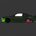 Green Woven Texture Model Car With Pink Wheels And Green Headlights 3d model