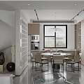 Modern Living And Dining Room Interior With White Sofa Glass Coffee Table And TV Wall
