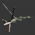 Green Chameleon Reptile Climbing On Dry Branch With Natural Texture Background