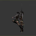 Game Movie Female Warrior Characters Wearing Armor With Spear In Dynamic And Standing Poses