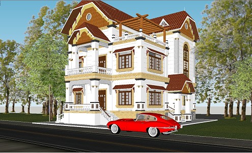 European-style single-family villa 3d model