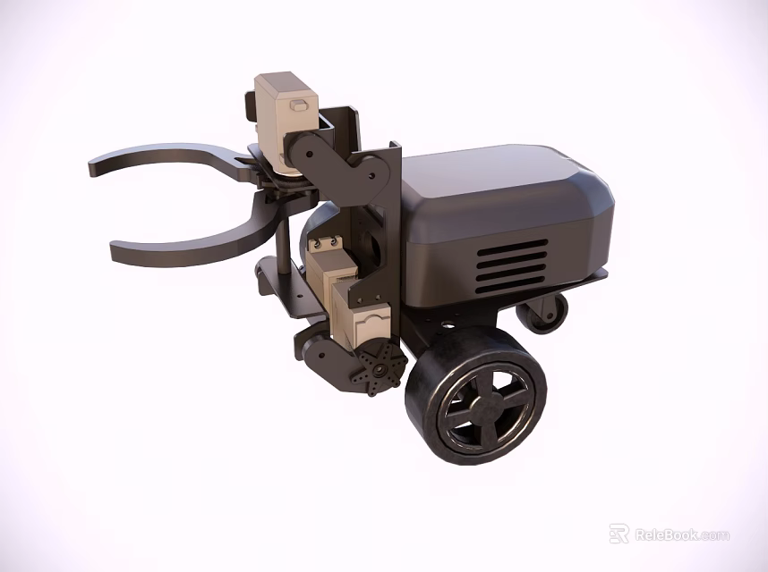 Industrial Mechanical Device With Wheels Clamp And Robotic Arm Structure 3d model