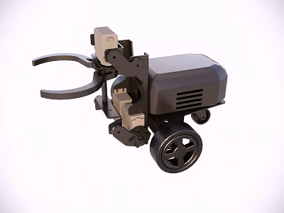 Industrial Mechanical Device With Wheels Clamp And Robotic Arm Structure 3d model