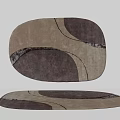 Modern Square Rug With Abstract Curved Patterns In Brown Tones For Living Room Decor