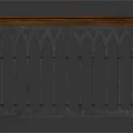 Stylish Arched Baluster Furniture With Black Metal Railings And Wooden Top