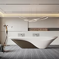 Modern company front desk background wall sofa reception area sofa chandelier 3d model